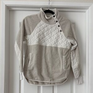 Abercrombie & Fitch Quilted-Panel Cowl Pullover in Light Beige and Cream